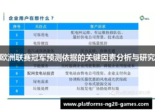 欧洲联赛冠军预测依据的关键因素分析与研究